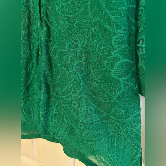 AKEMI + KIN Anthropologie Abacos Green Eyelet Tunic Blouse XS PRISTINE Patty’s - Picture 7 of 13